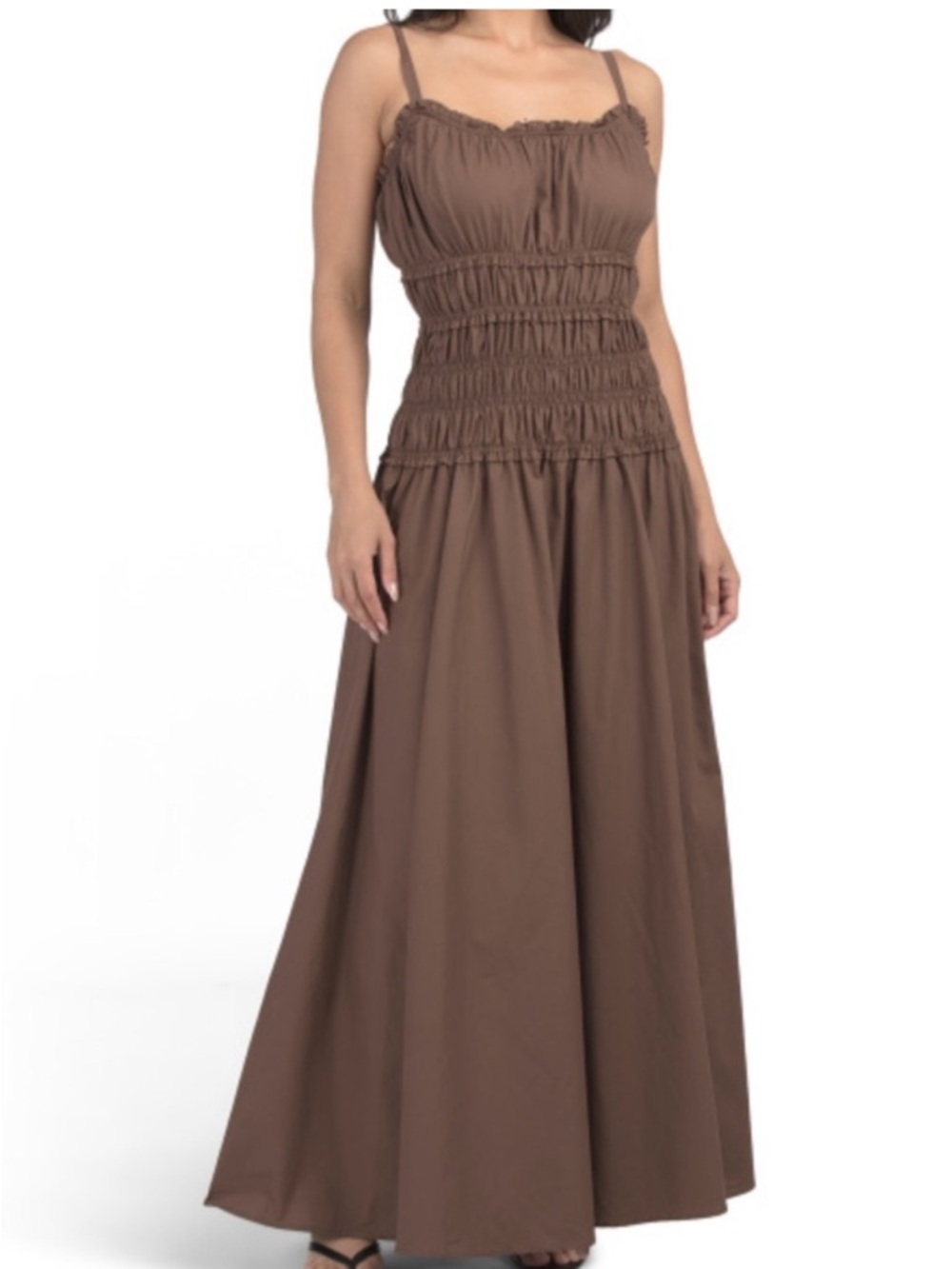 Caroline Constas Brown Smocked Nap Midi Dress (Like HHH Hill House Home) size M